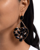 Glittery Gait - Black Post Earrings - Paparazzi Accessories