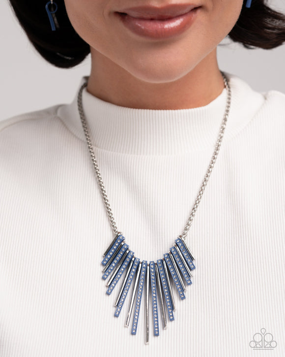 Fashionable Fringe - Blue Necklace  - Paparazzi Accessories