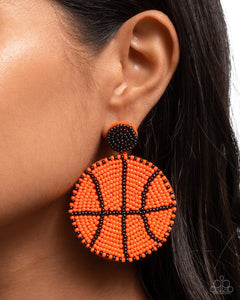 Shooting Hoops  - Orange Post Earrings - Paparazzi Accessories