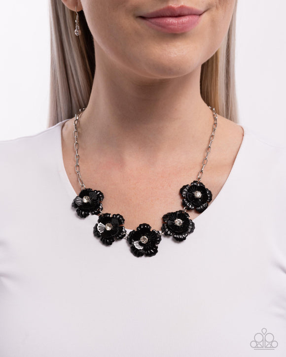 Flower Chain - Black Necklace - Paparazzi Accessories