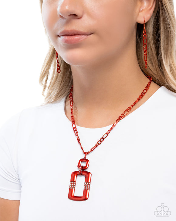 Metallic Movement - Red Necklace - Paparazzi Accessories