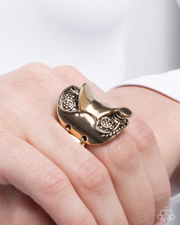 Equestrian Elegance - Gold Ring - Paparazzi Accessories