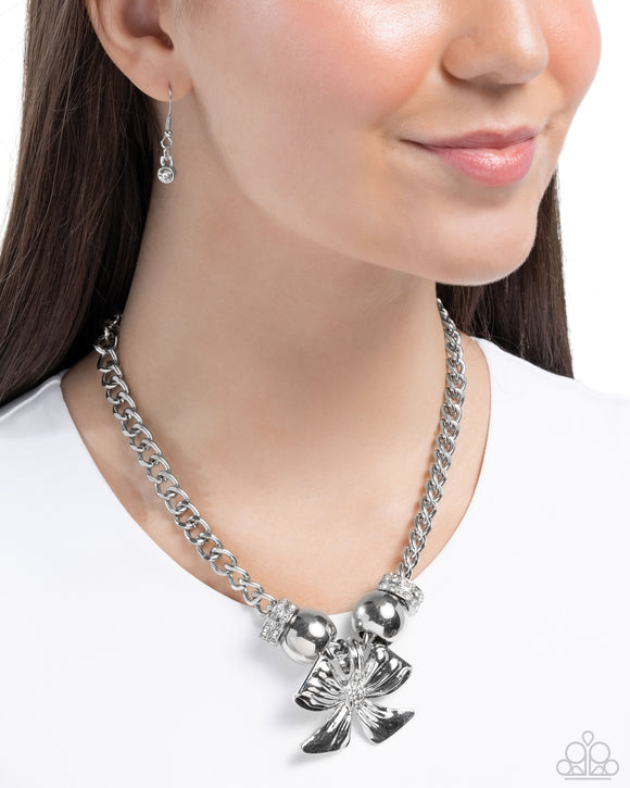 Big Deal Bow - White Necklace - Paparazzi Accessories