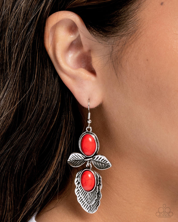 Blooming Bevy - Red Earrings - Paparazzi Accessories