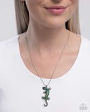 Shimmery Salamander - Green Necklace - Paparazzi Accessories