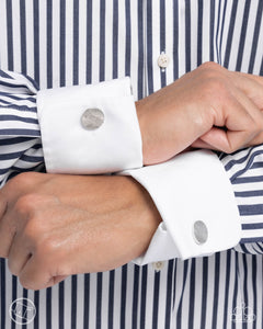 Monochromatic Modern - Silver Mens Cuff Links - Paparazzi Accessories