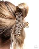 Glittery Gesture - Gold Hair Clip - Paparazzi Accessories