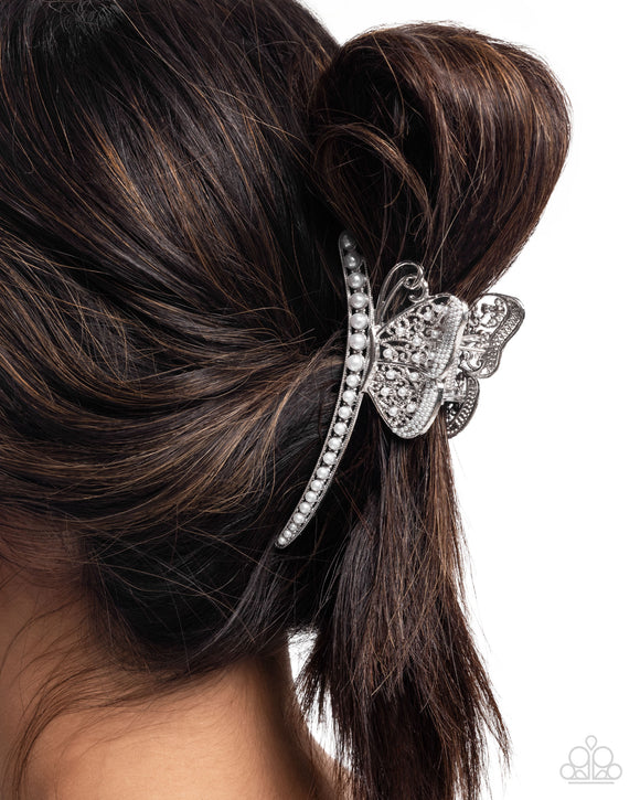 Pastoral Pearls - White Hair Clip - Paparazzi Accessories
