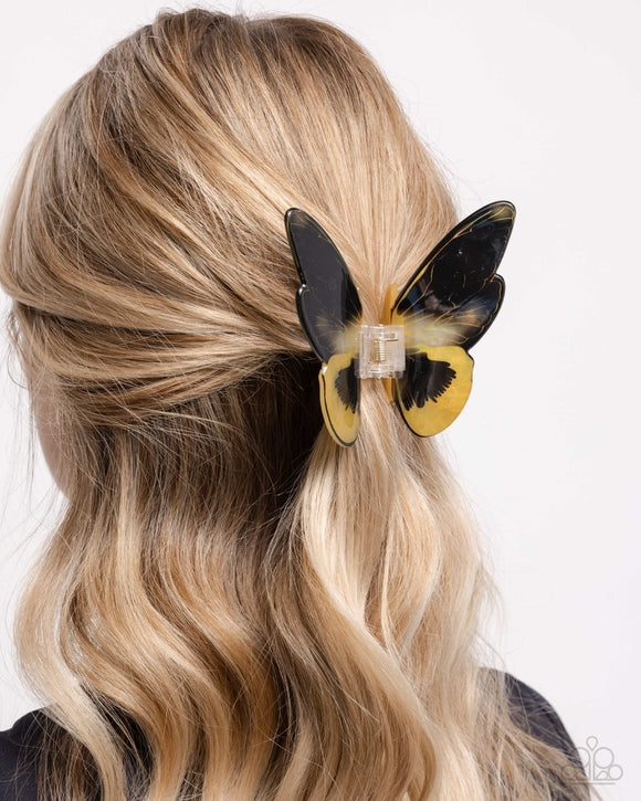 Monarch Model - Yellow Hair Clip - Paparazzi Accessories