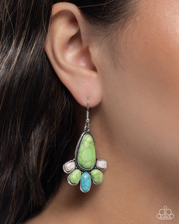 Rustic Revival - Green Earrings - Paparazzi Accessories