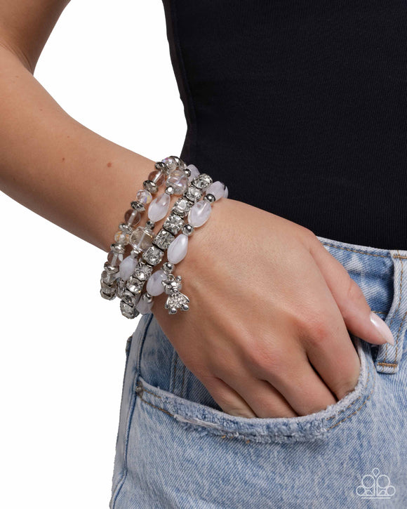 Bewitching Bear - White Bracelet - Paparazzi Accessories