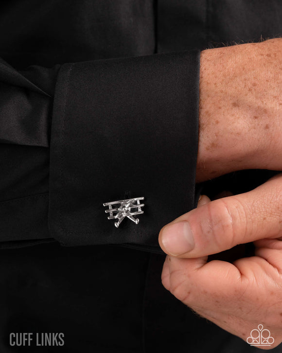 WRIGHT Here! - Silver Mens Cuff Links - Paparazzi Accessories