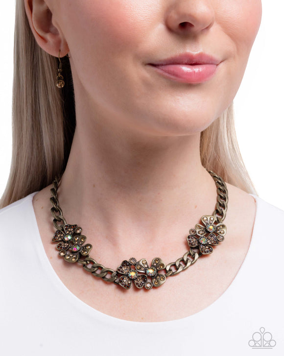 Fairy Florals - Brass Necklace - Paparazzi Accessories