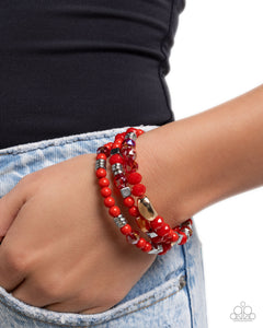 Material WHIRL - Red Bracelet - Paparazzi Accessories