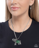 Empathetic Elephant - Green Necklace - Paparazzi Accessories