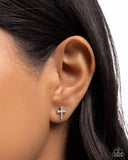 Sacred Shimmer - White Post Earrings - Paparazzi Accessories