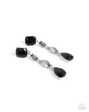 Cascading Class - Black Post Earrings - Paparazzi Accessories