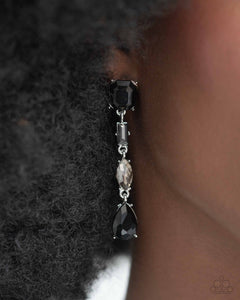 Cascading Class - Black Post Earrings - Paparazzi Accessories