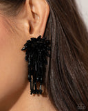 Congratulatory Charm - Black Post Earrings - Paparazzi Accessories