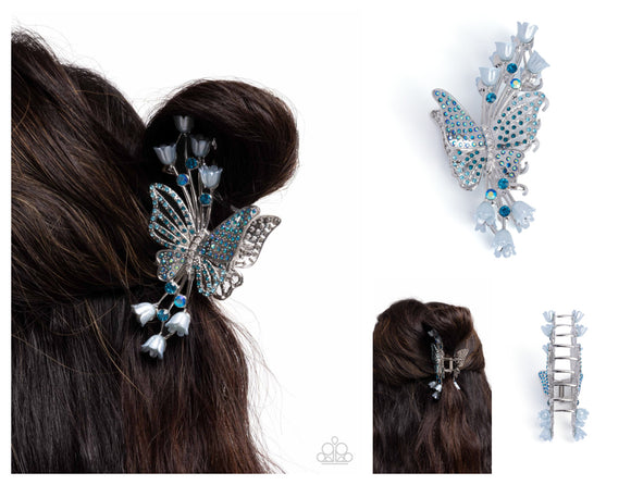 Fluttering French - Blue Hair Clip - Paparazzi Accessories