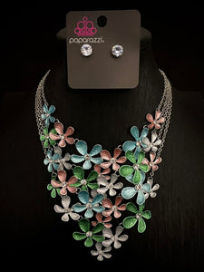 Reflective Rundown - Blue & Green Necklace Set - Paparazzi Accessories