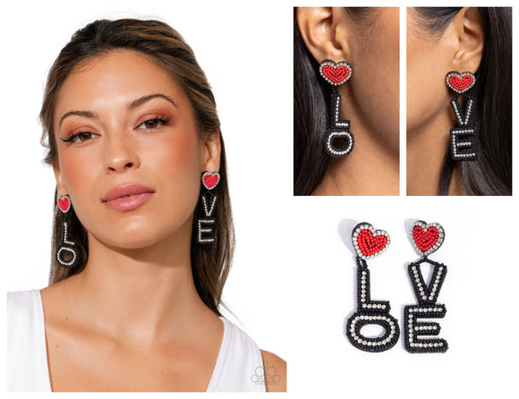 Visible Valentines - Black Post Earrings - Paparazzi Accessories