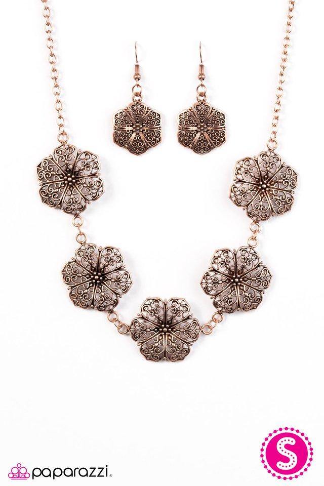 Paparazzi copper flower on sale necklace