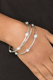 Bangle Belle - White Bracelet - Paparazzi Accessories