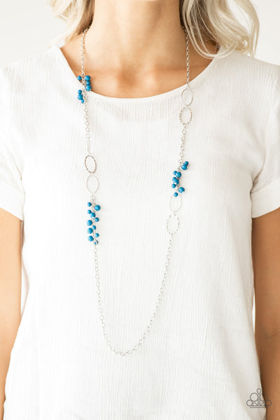 Flirty Foxtrot Blue Necklace Paparazzi Accessories Bedazzle Me Pretty Mobile Fashion Boutique
