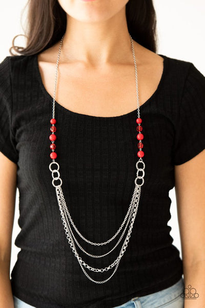 Vividly Vivid Red Necklace Paparazzi Accessories Bedazzle Me Pretty Mobile Fashion Boutique