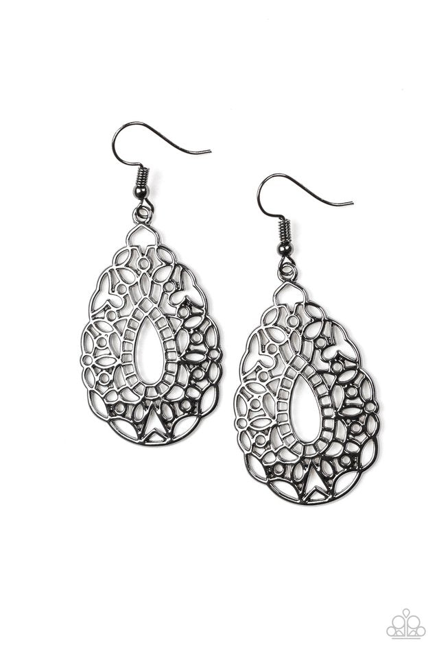 Wisteria Histeria Black Earrings Paparazzi Accessories Bedazzle Me Pretty Mobile Fashion Boutique