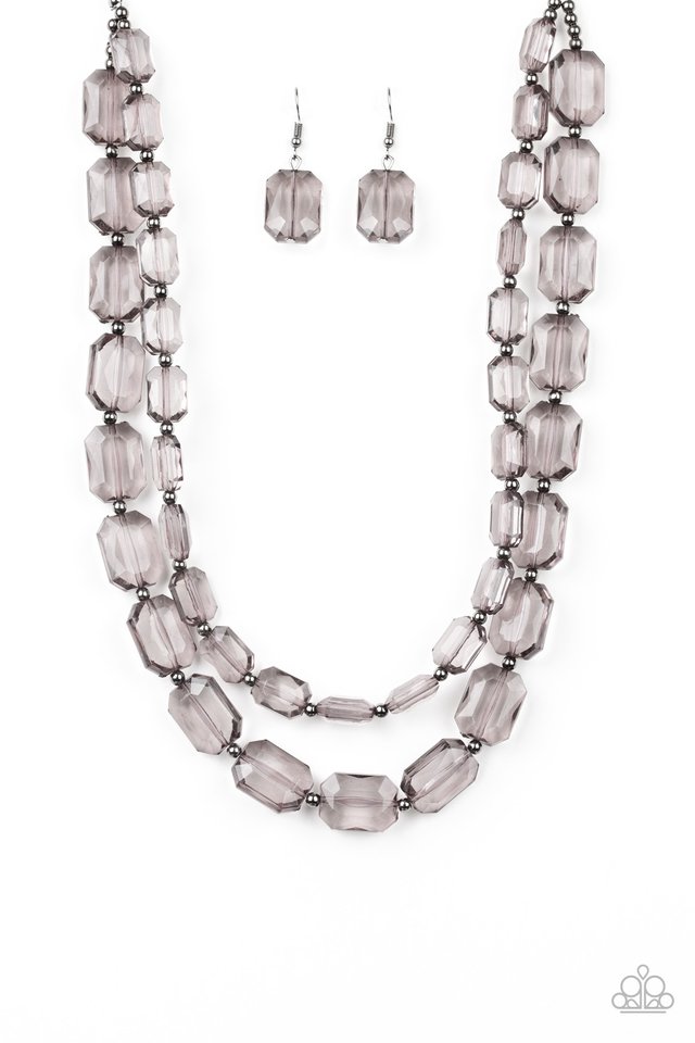 Ice Bank Black Necklace Paparazzi Accessories Bedazzle Me Pretty Mobile Fashion Boutique