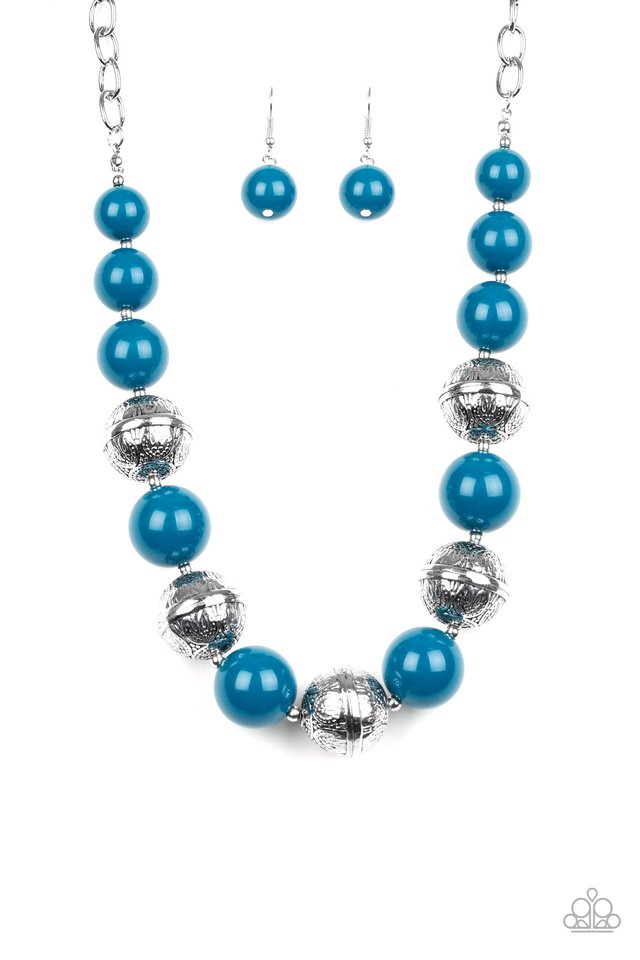 Floral Fusion Blue Necklace Paparazzi Accessories Bedazzle Me