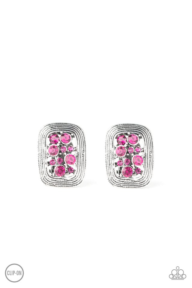 Darling Dazzle - Pink Clip-On Earrings - Paparazzi Accessories ...