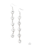 Trickle Down Twinkle - White Earrings - Paparazzi Accessories