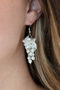 Bountiful Bouquets - White Earrings - Paparazzi Accessories