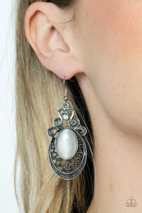 Garden Gondola Ride - White Earrings - Paparazzi Accessories