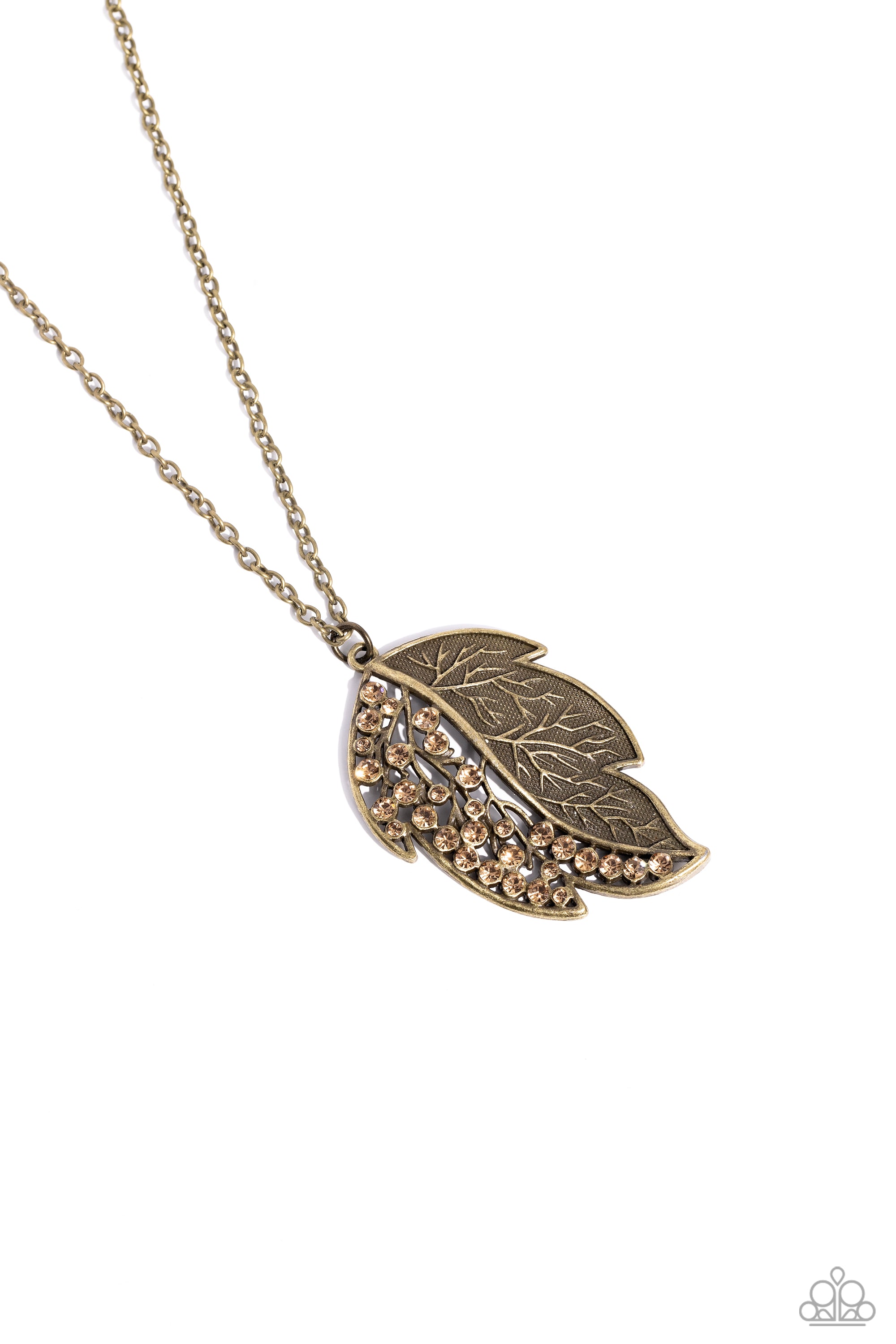 Brass feather necklace paparazzi shop