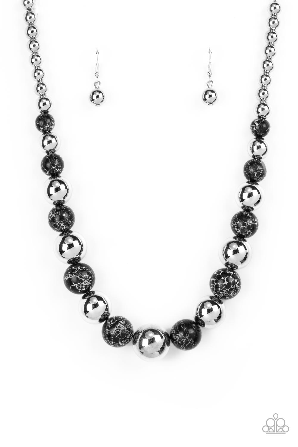 Black and white stone necklace outlet