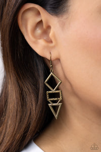 Glamorously Geometric - Brass Earrings - Paparazzi Accessories