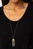 Pure QUILL-Power - Yellow Necklace - Paparazzi Accessories