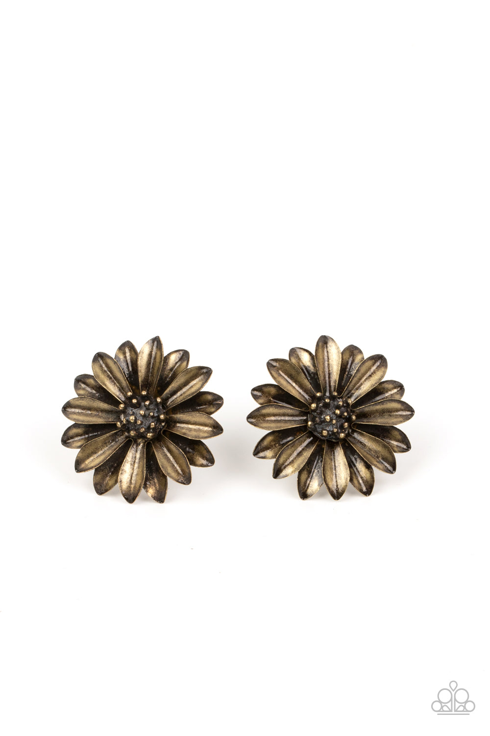 Daisy Dilemma - Brass Post Earrings - Paparazzi Accessories – Bedazzle Me  Pretty Mobile Fashion Boutique