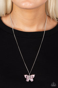 Free-Flying Flutter - Pink Necklace - Paparazzi Accessories