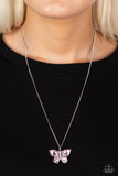 Free-Flying Flutter - Pink Necklace - Paparazzi Accessories
