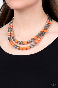 Country Road Trip - Orange Necklace - Paparazzi Accessories