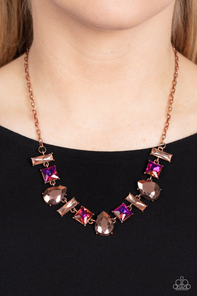 Interstellar Ice Copper Necklace Paparazzi Accessories Bedazzle Me Pretty Mobile Fashion Boutique