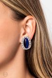 Shimmery Statement - Blue Clip-On Earrings - Paparazzi Accessories