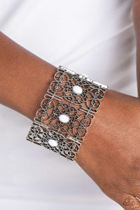 Fairest Filigree - White Bracelet - Paparazzi Accessories