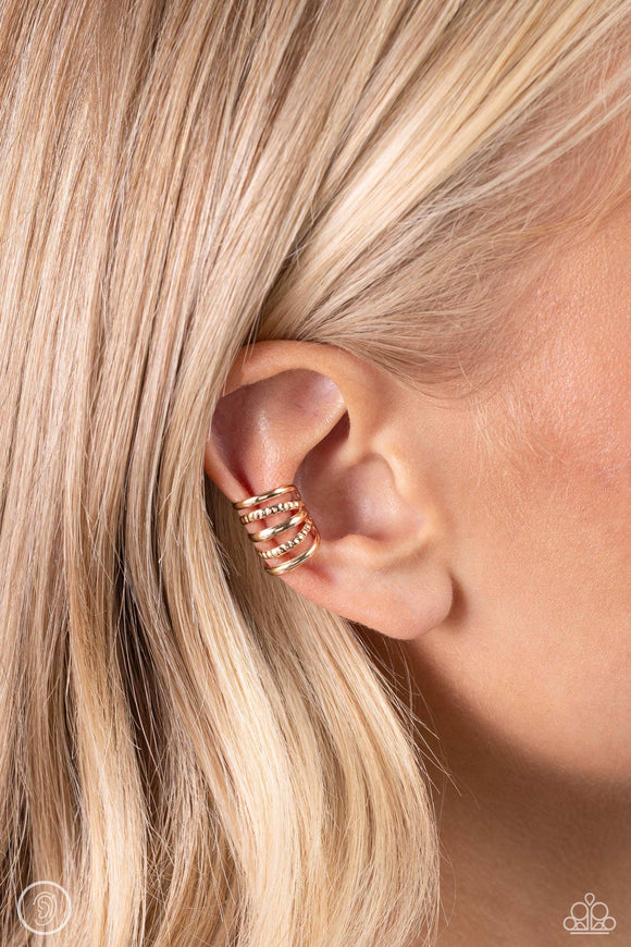 Flexible Fashion Gold Post Earrings Paparazzi Accessories Bedazzle Me Pretty Mobile