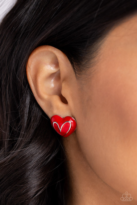 Glimmering Love - Red Post Earrings - Paparazzi Accessories